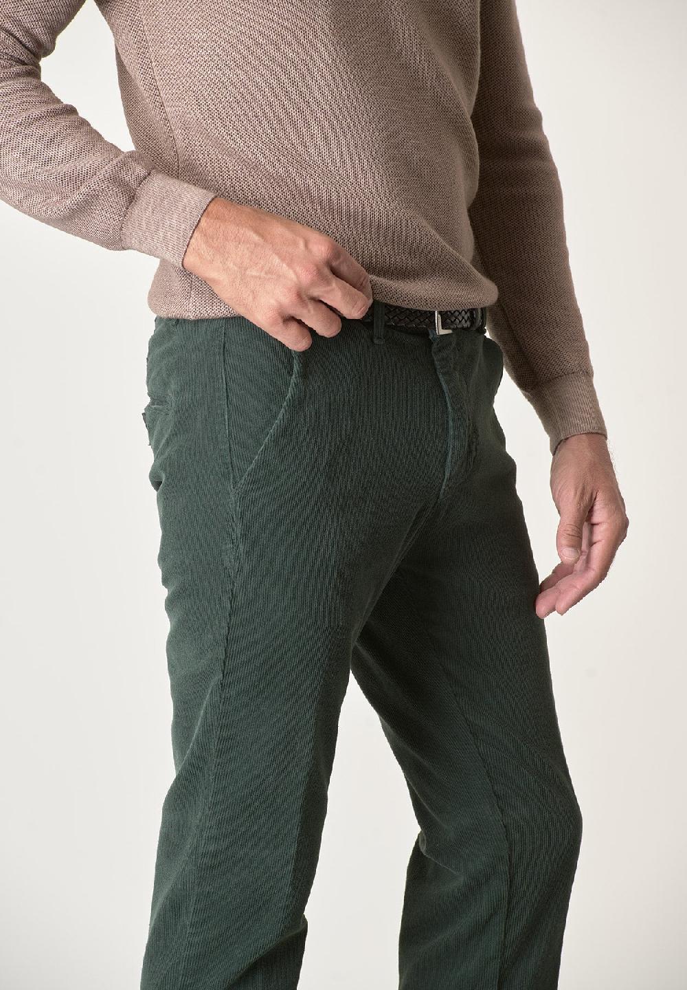 Angelico Pantalone verde bosco velluto cotone stretch slim fit Pezzi Unici