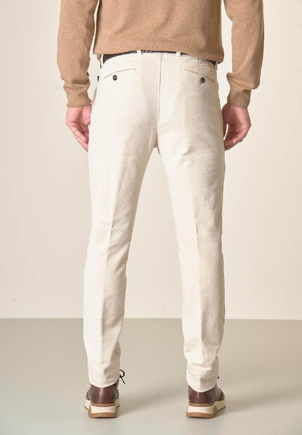 Angelico Pantalone gesso fustagno jacquard cotone slim fit Soddisfazione Garantita