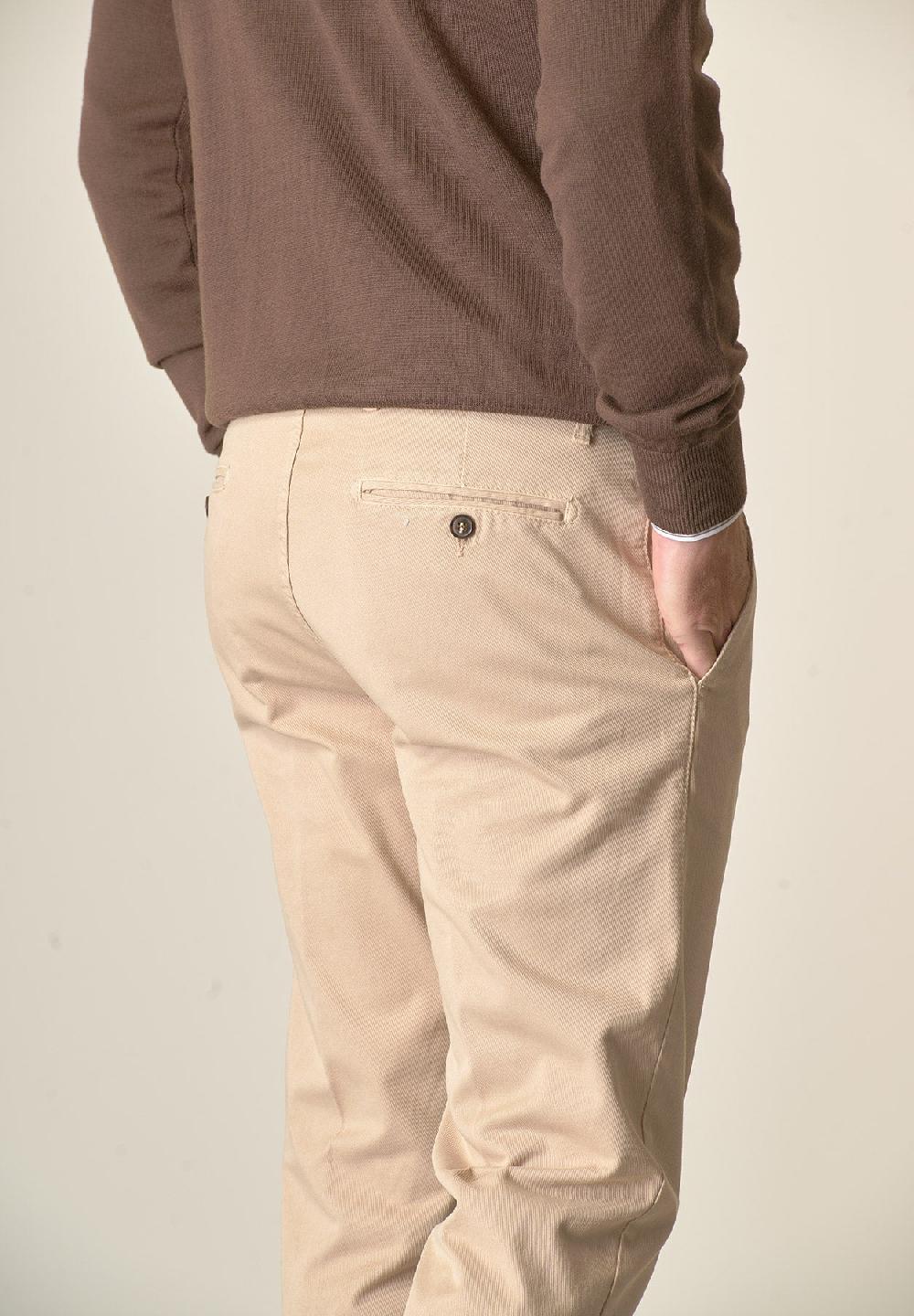 Angelico Pantalone beige tricotina cotone stretch regular fit Negozi Online