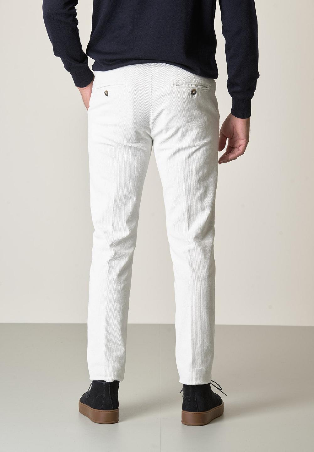 Angelico Pantalone panna velluto cotone stretch slim fit Consegna Veloce