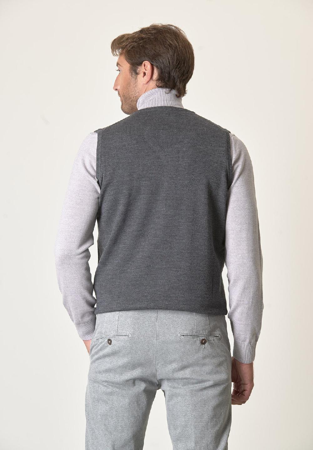 Angelico Gilet grigio scuro lana merinos extrafine Fino Al -60%