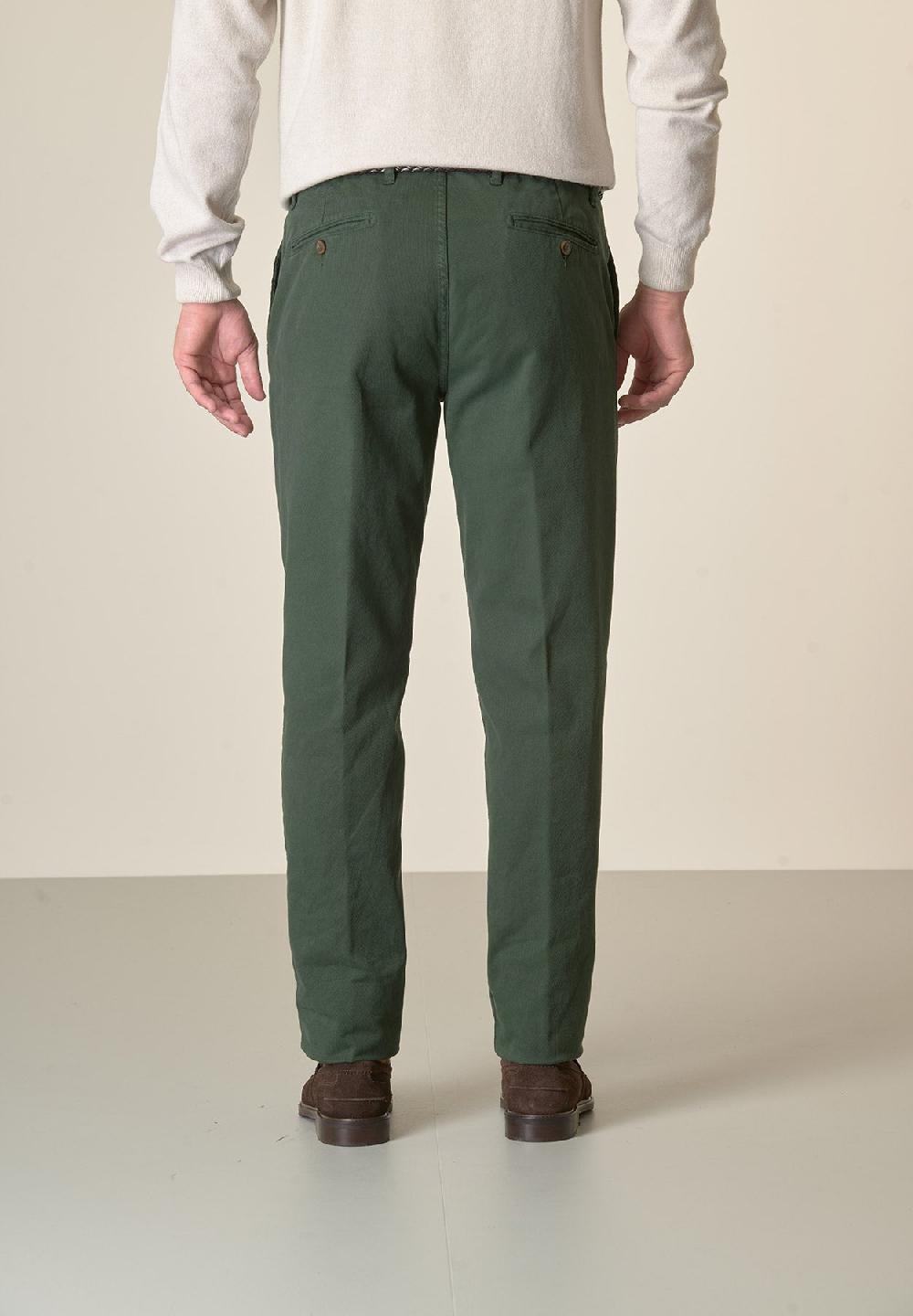 Angelico Pantalone verde bosco tricotina cotone stretch regular fit Shopping Online