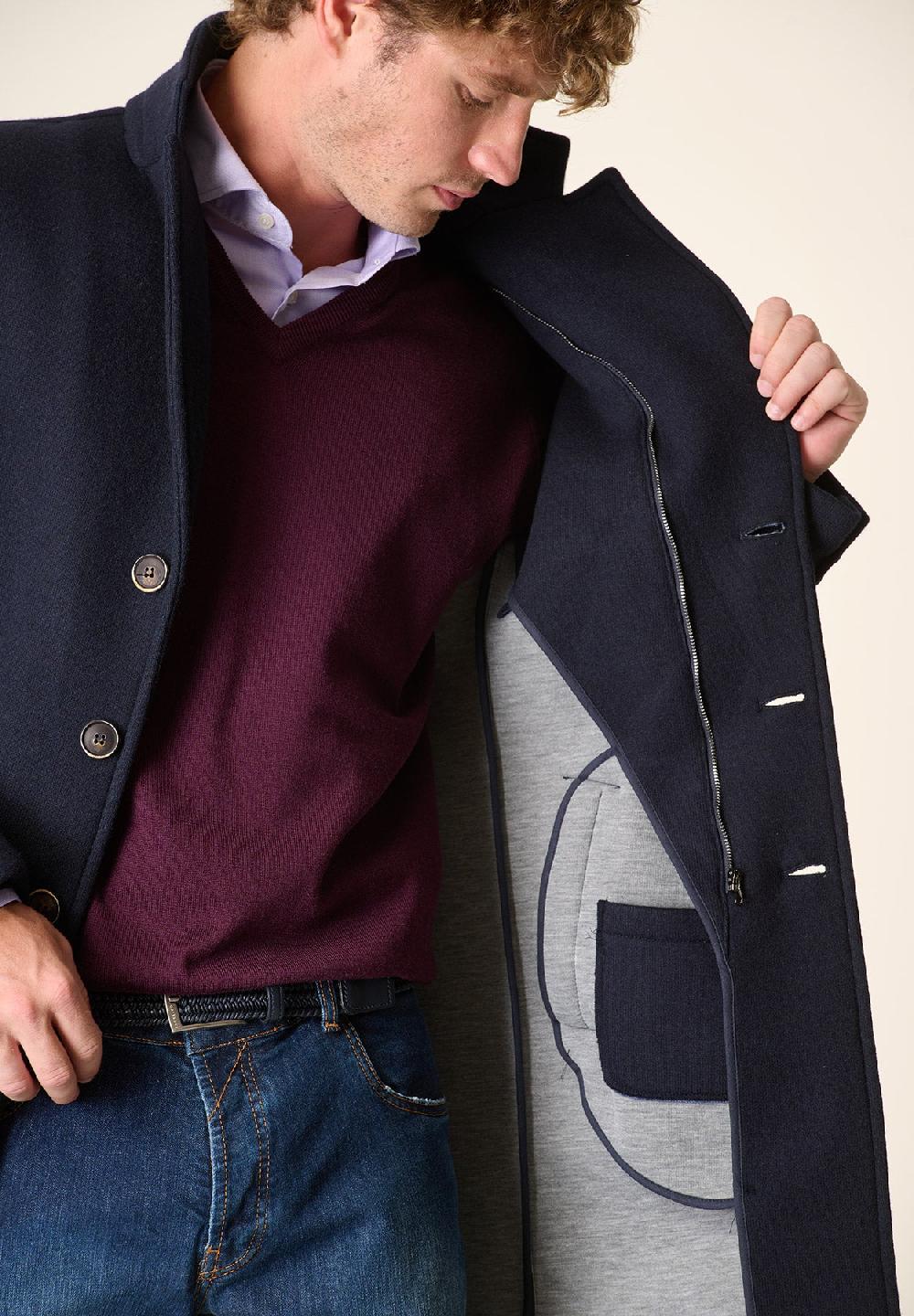 Angelico Cappotto blu sfoderato pettorina staccabile Prezzo Ridotto