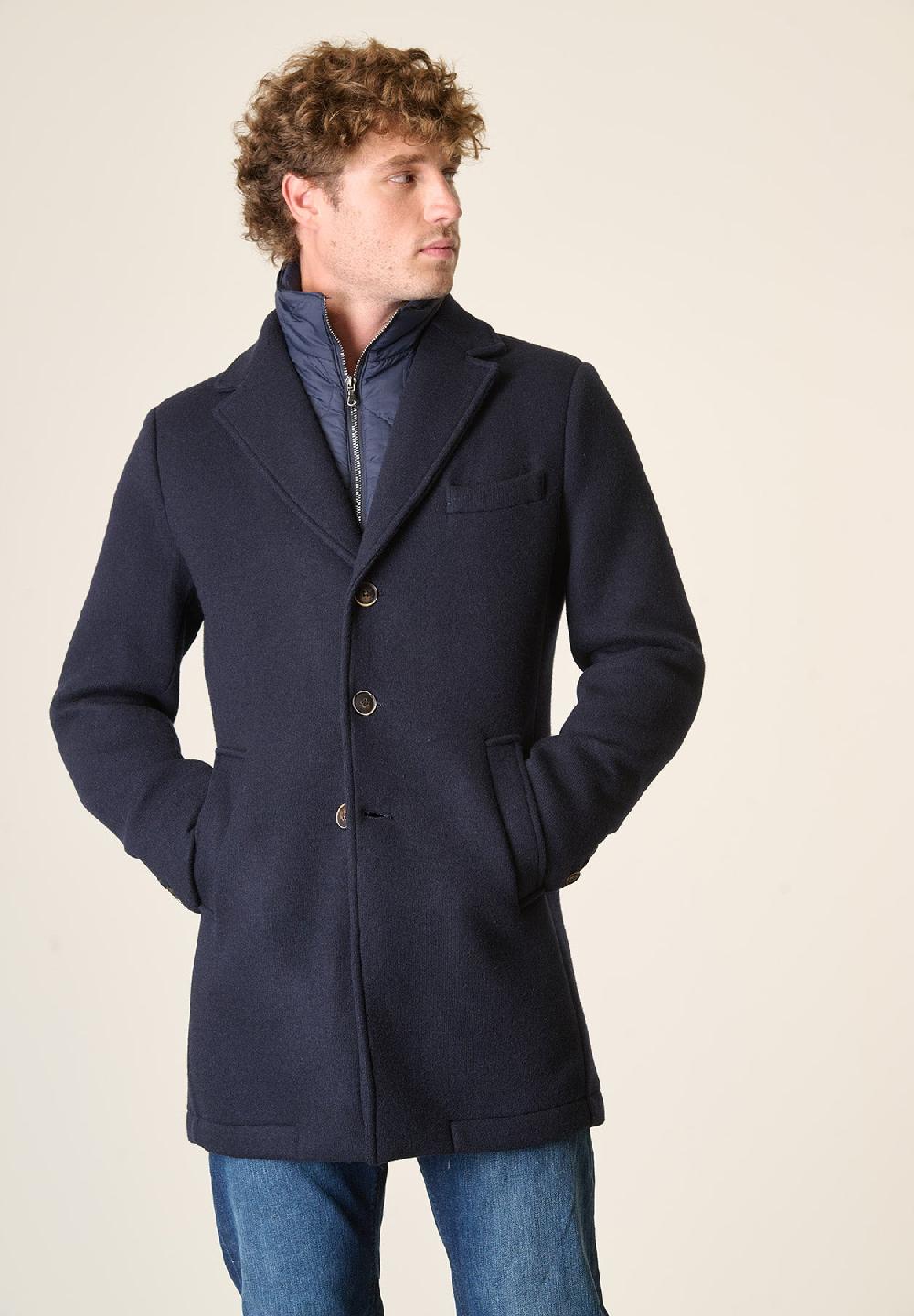 Angelico Cappotto blu sfoderato pettorina staccabile Prezzo Ridotto