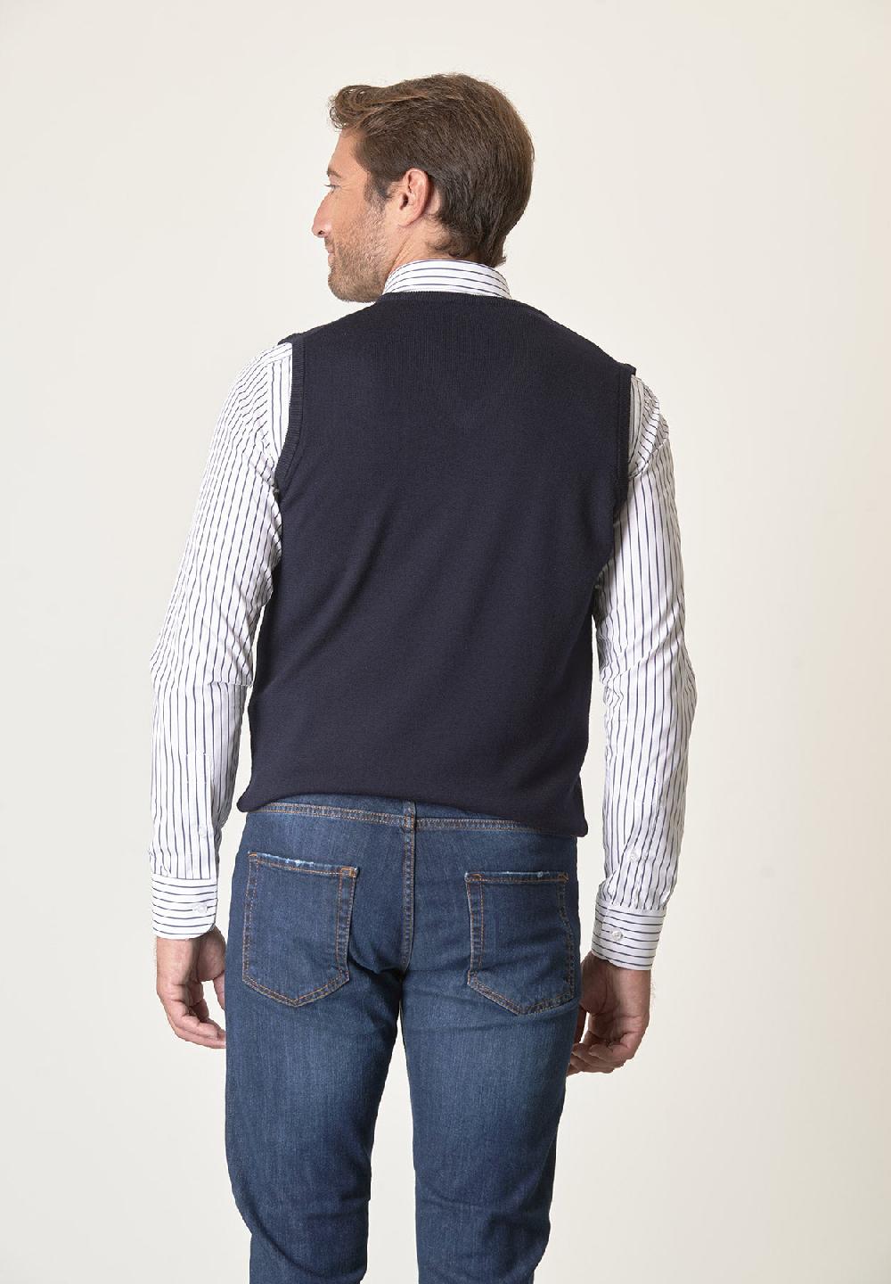 Angelico Gilet blu lana merinos extrafine Convenienza