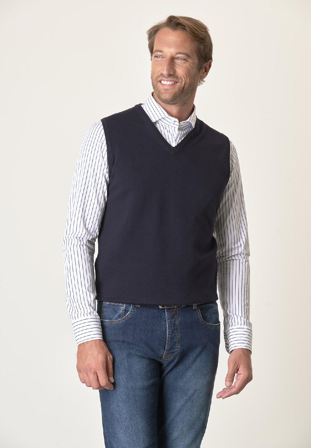 Angelico Gilet blu lana merinos extrafine Convenienza