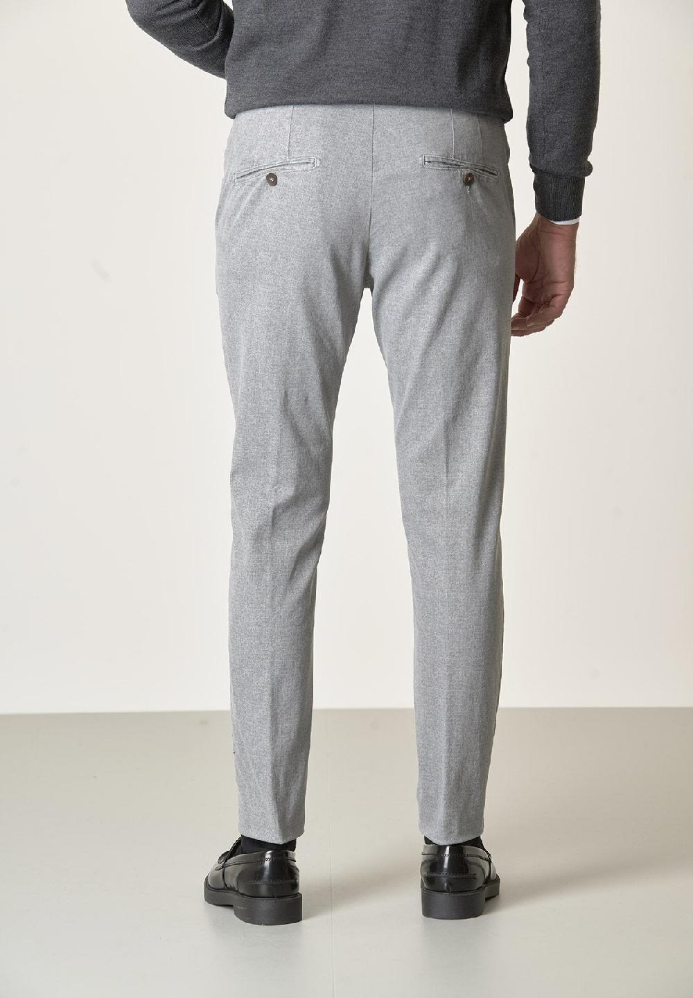 Angelico Pantalone grigio perla effetto lana cotone stretch slim fit Sconto