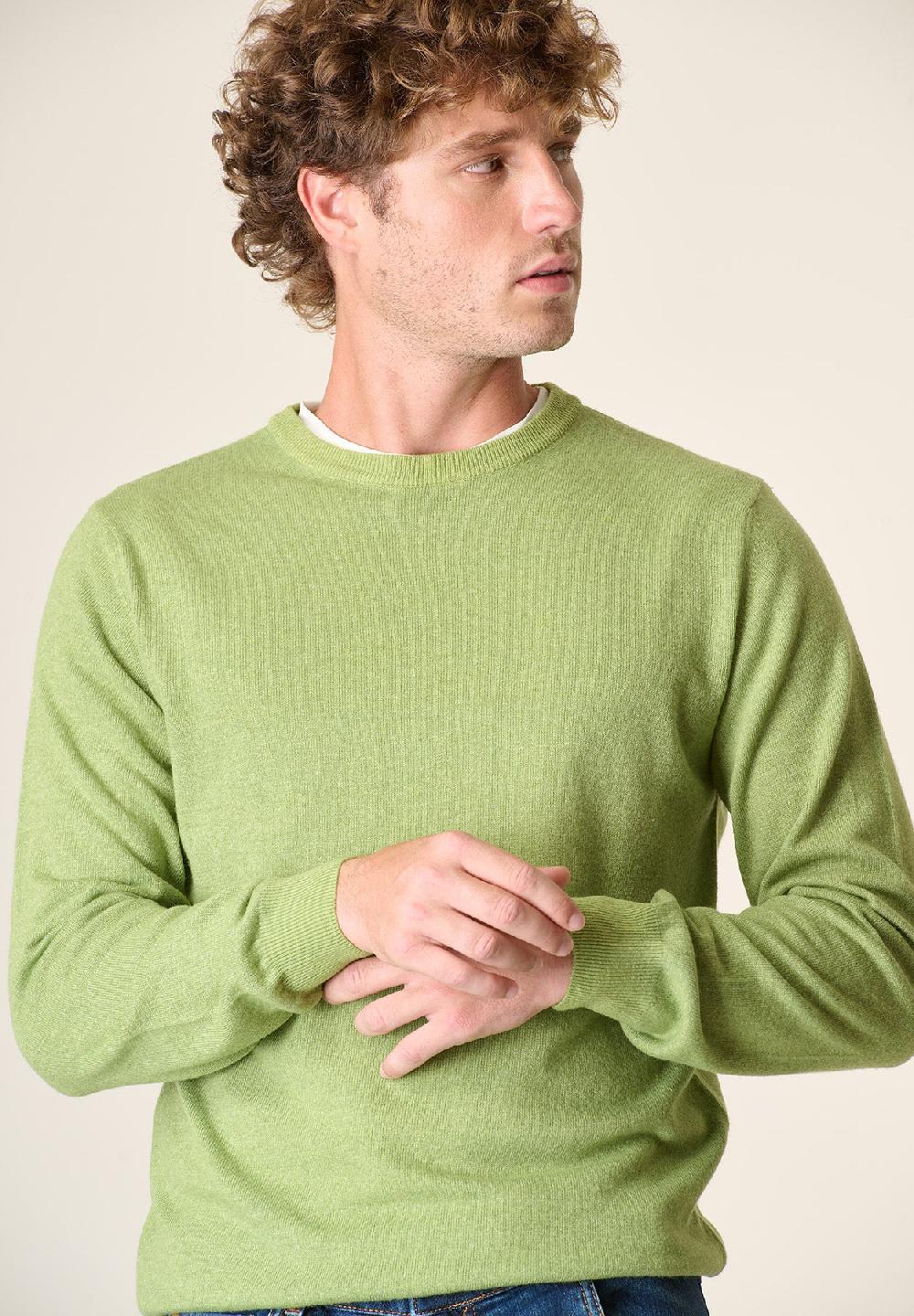 Angelico Girocollo verde pistacchio chiaro misto cashmere Offerta