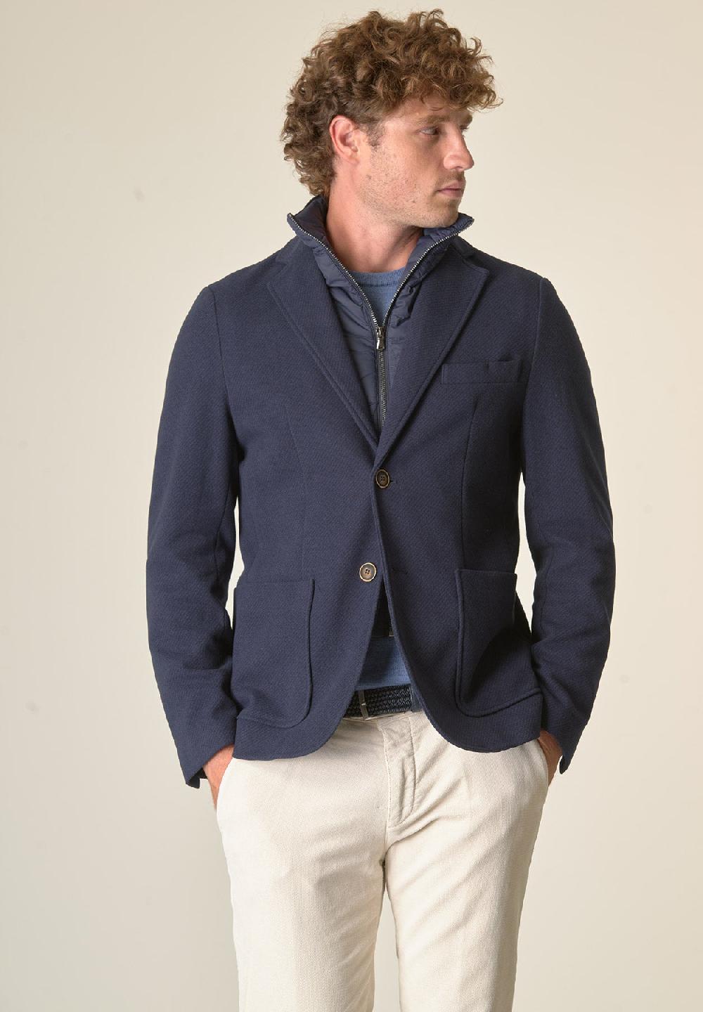 Angelico Giacca blu melange con pettorina custom fit In Saldo
