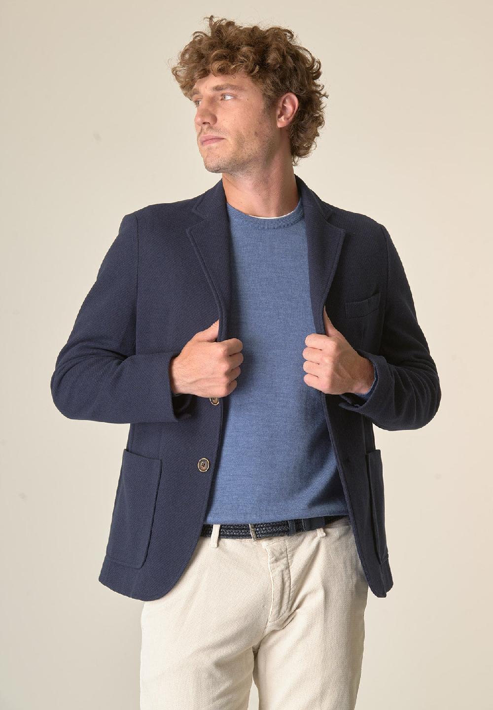 Angelico Giacca blu melange con pettorina custom fit In Saldo