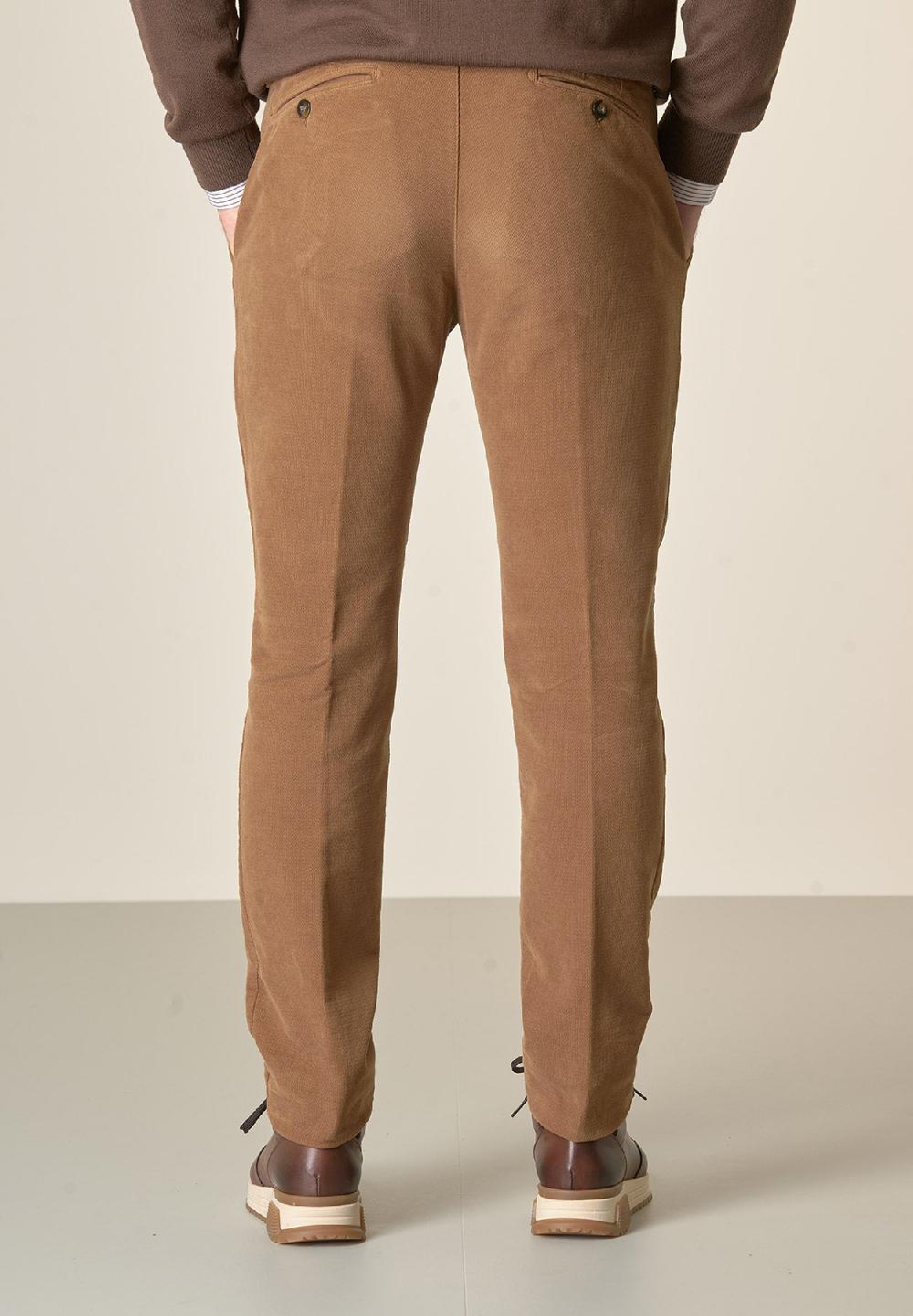 Angelico Pantalone cammello fustagno jacquard cotone slim fit In Linea