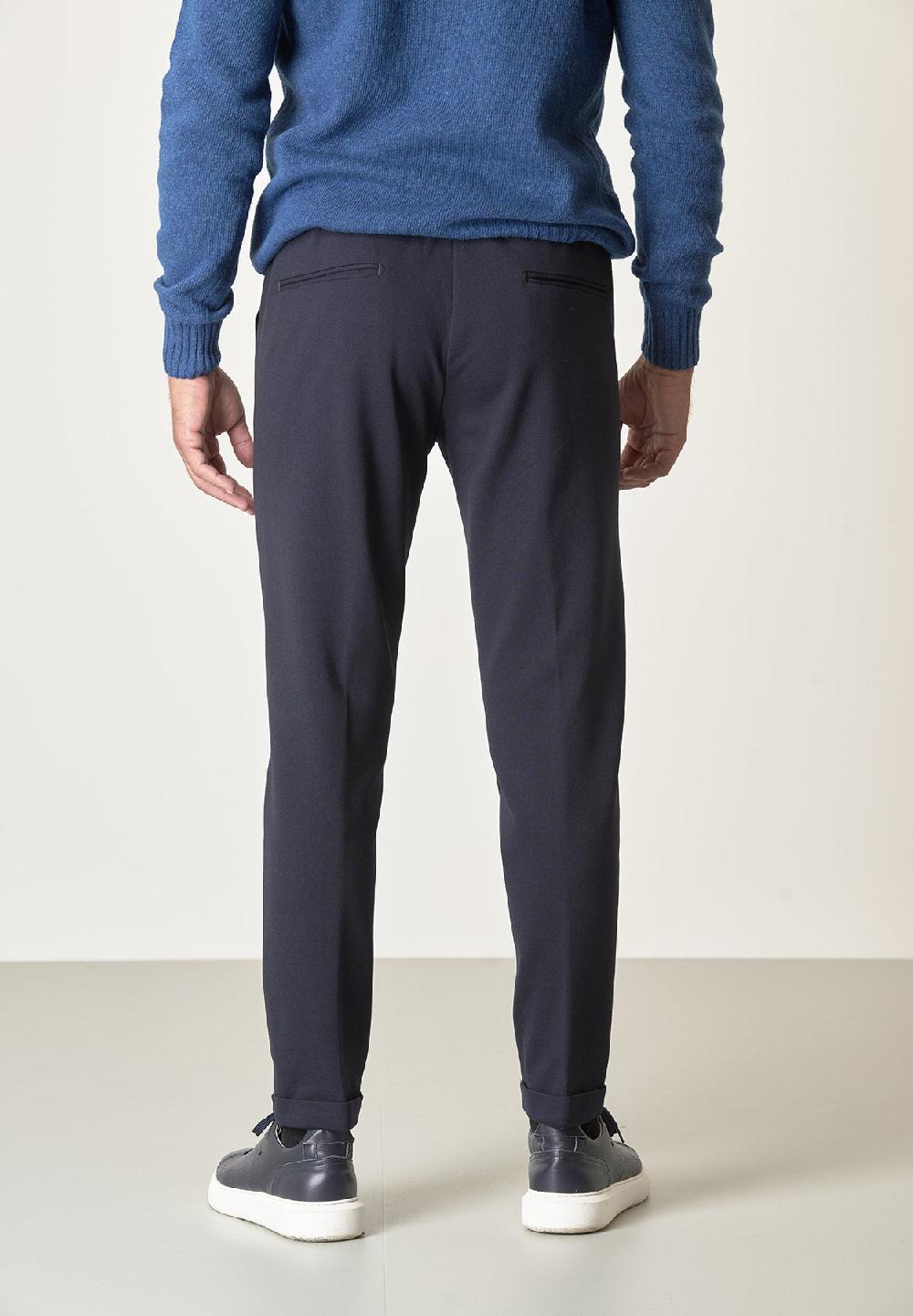 Angelico Pantalone blu punto milano con coulisse slim fit Qualità Garantita