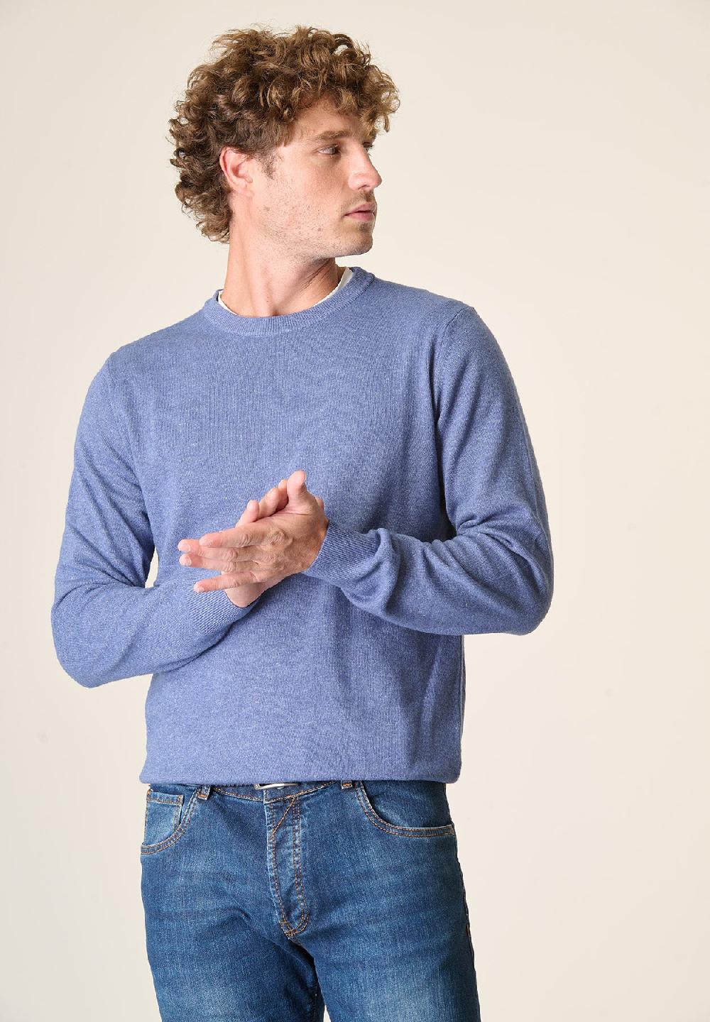 Angelico Girocollo blu denim chiaro misto cashmere Shopping Online