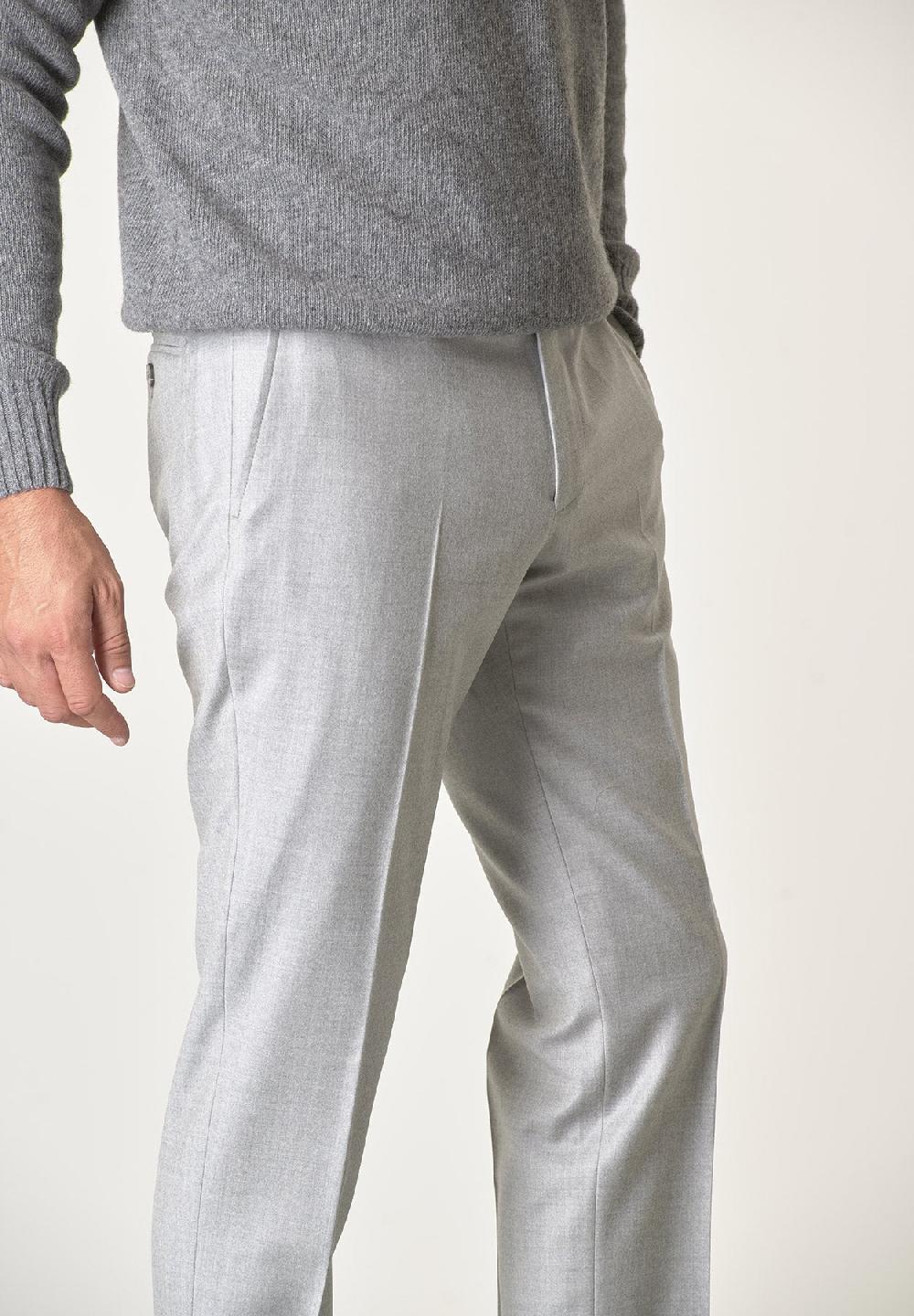 Angelico Pantalone grigio chiaro flanella lana vergine custom fit I Più Venduti