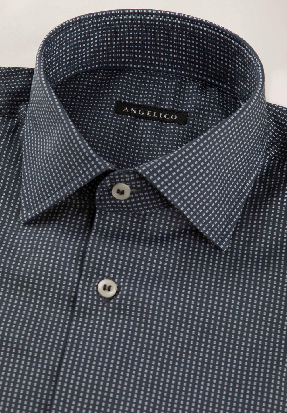 Angelico Camicia blu microdisegno cotone regular fit Hotsell