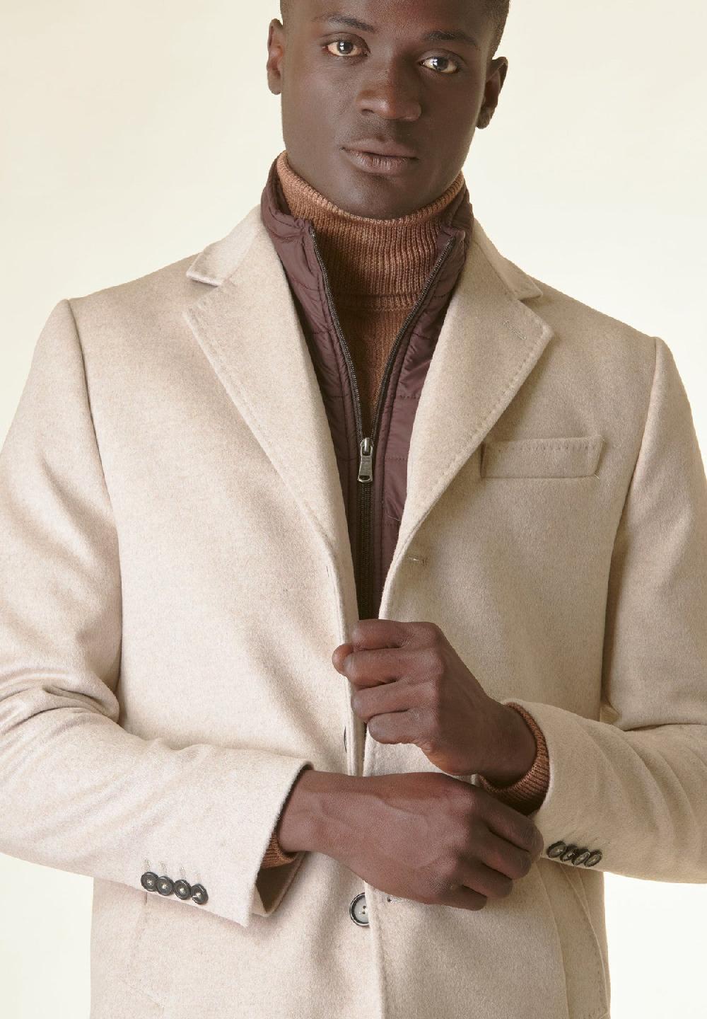 Angelico Cappotto naturale lana-cashmere pettorina staccabile 2025