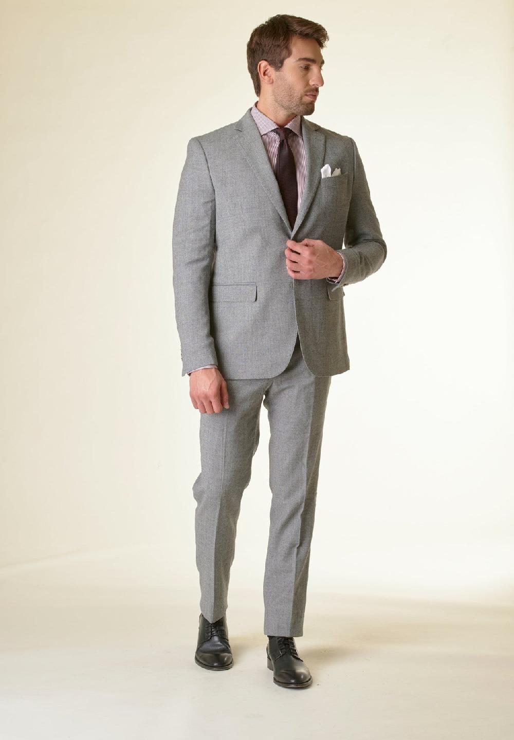 Angelico Abito grigio microdisegno lana stretch custom fit 2025