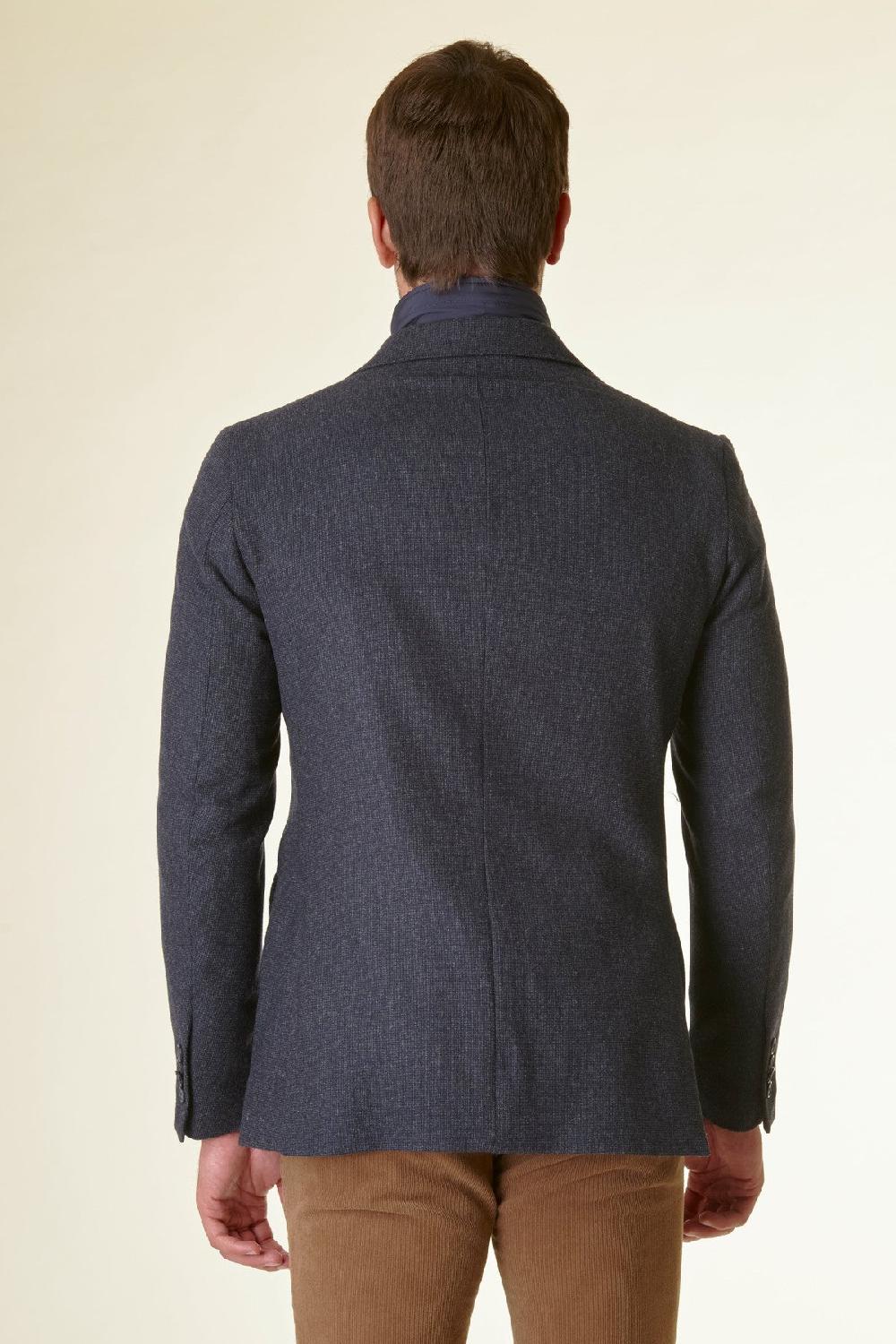 Angelico Giacca blu melange lana-cashmere pettorina custom Spedizione Gratuita