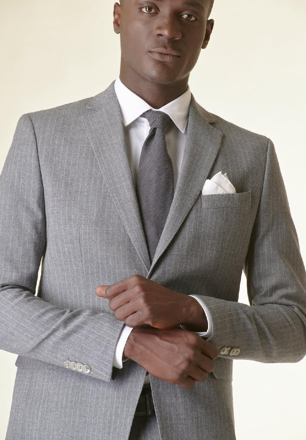 Angelico Abito grigio chiaro gessato lana stretch custom fit Shopping Online