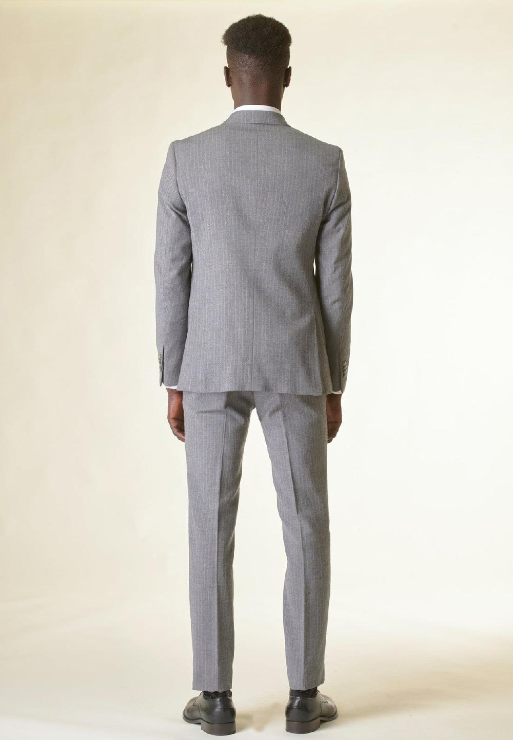 Angelico Abito grigio chiaro gessato lana stretch custom fit Shopping Online