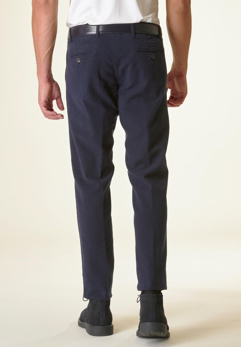 Angelico Pantalone blu pied poule fustagno slim Sconto