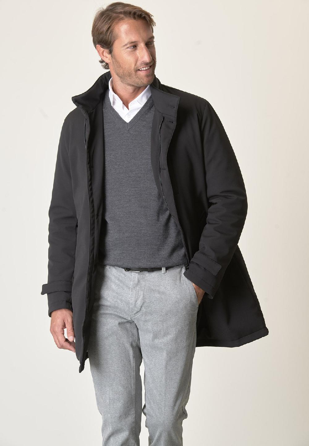 Angelico Cappotto tecnico nero trama leggera impermeabile Online