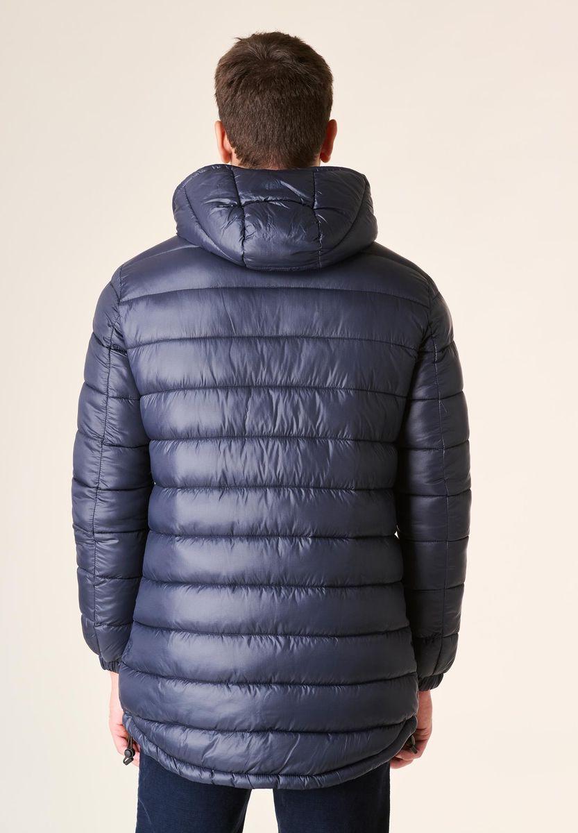 Angelico Giaccone blu lungo trapuntato cappuccio anorak Vendite Flash