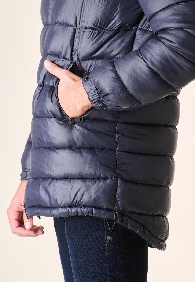 Angelico Giaccone blu lungo trapuntato cappuccio anorak Vendite Flash