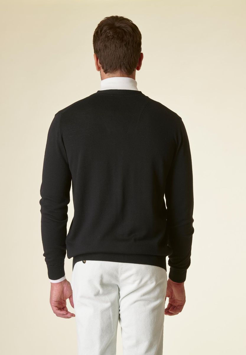 Angelico Cardigan nero bottoni merino Lana Gatto Italy