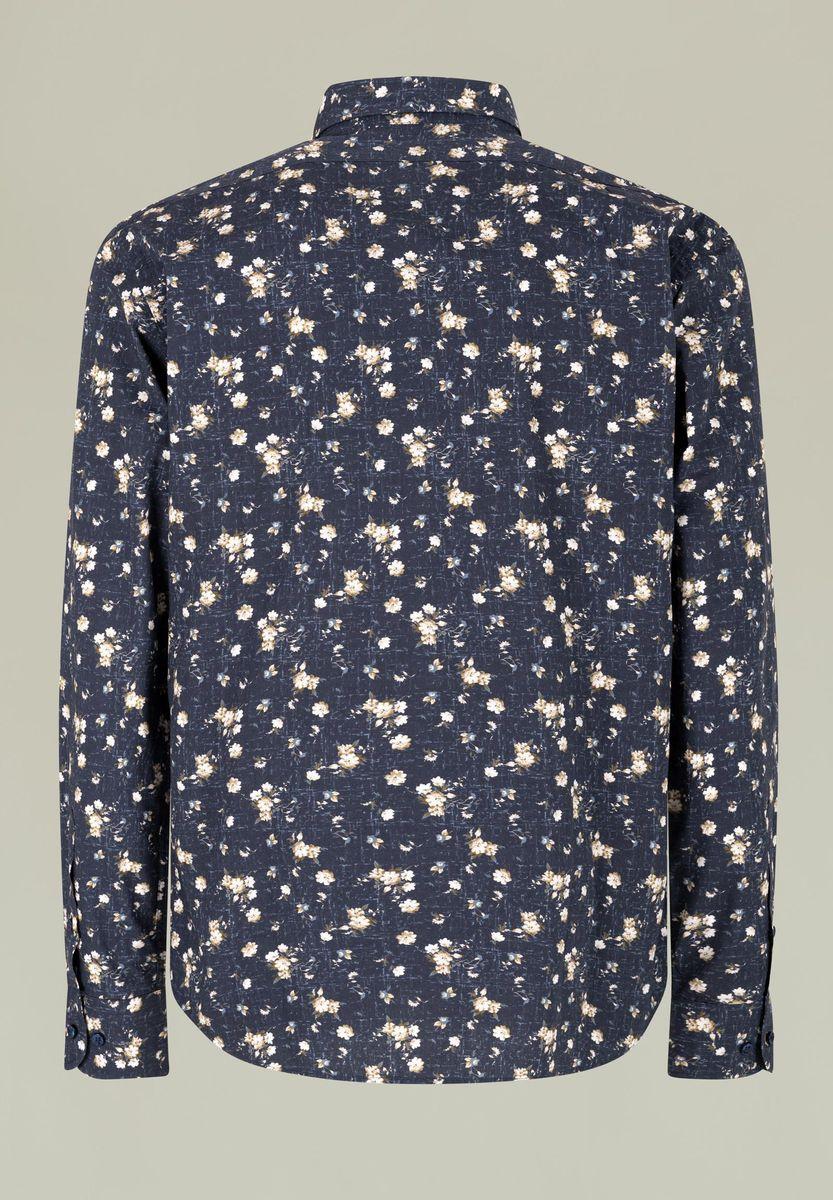 Angelico Camicia blu stampata fiori beige custom fit Italia
