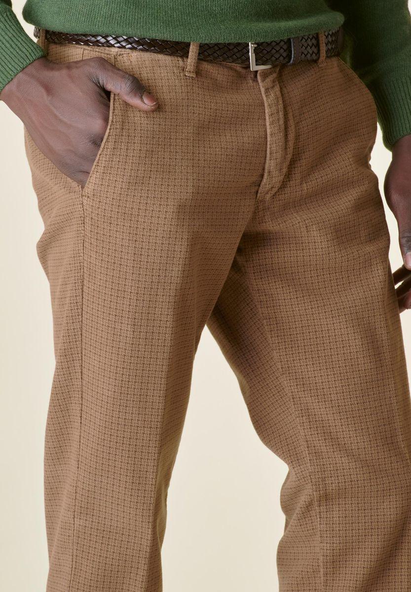 Angelico Pantalone nocciola pied poule fustagno slim In Linea