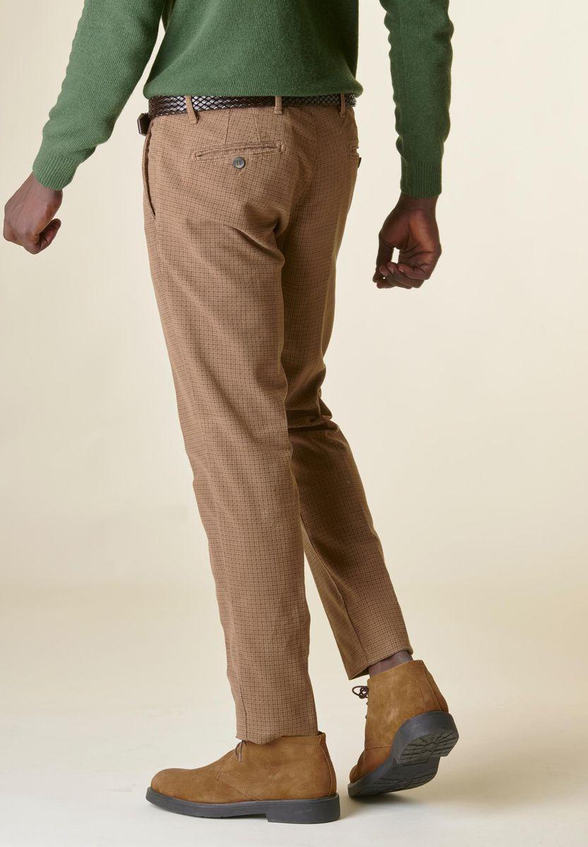 Angelico Pantalone nocciola pied poule fustagno slim In Linea