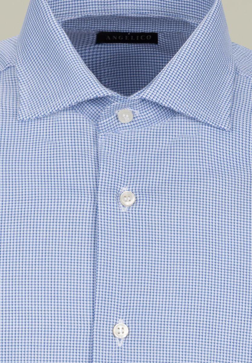 Angelico Camicia blu-bianco armatura quadretto slim Pezzi Unici