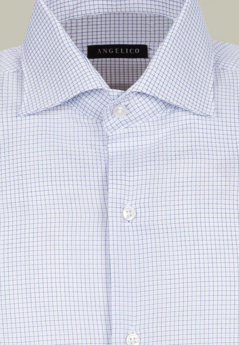 Angelico Camicia bianca quadrettino blu regular fit Negozi Online