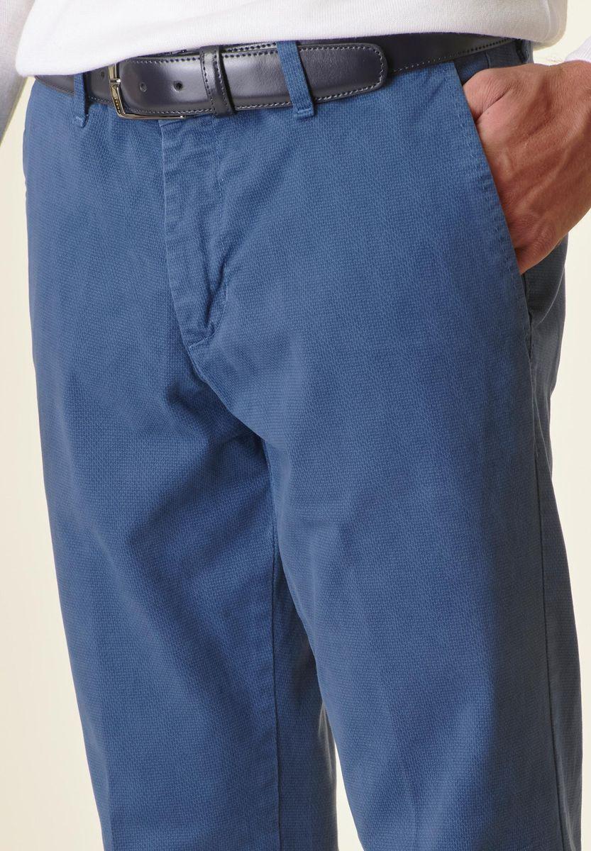 Angelico Pantalone blu chiaro cotone micro-stampa regular Fino Al -60%