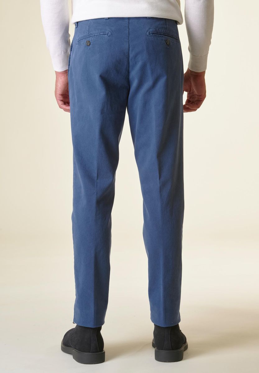 Angelico Pantalone blu chiaro cotone micro-stampa regular Fino Al -60%