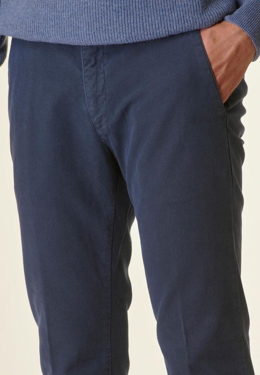 Angelico Pantalone blu fustagno microquadretto slim Shopping Online