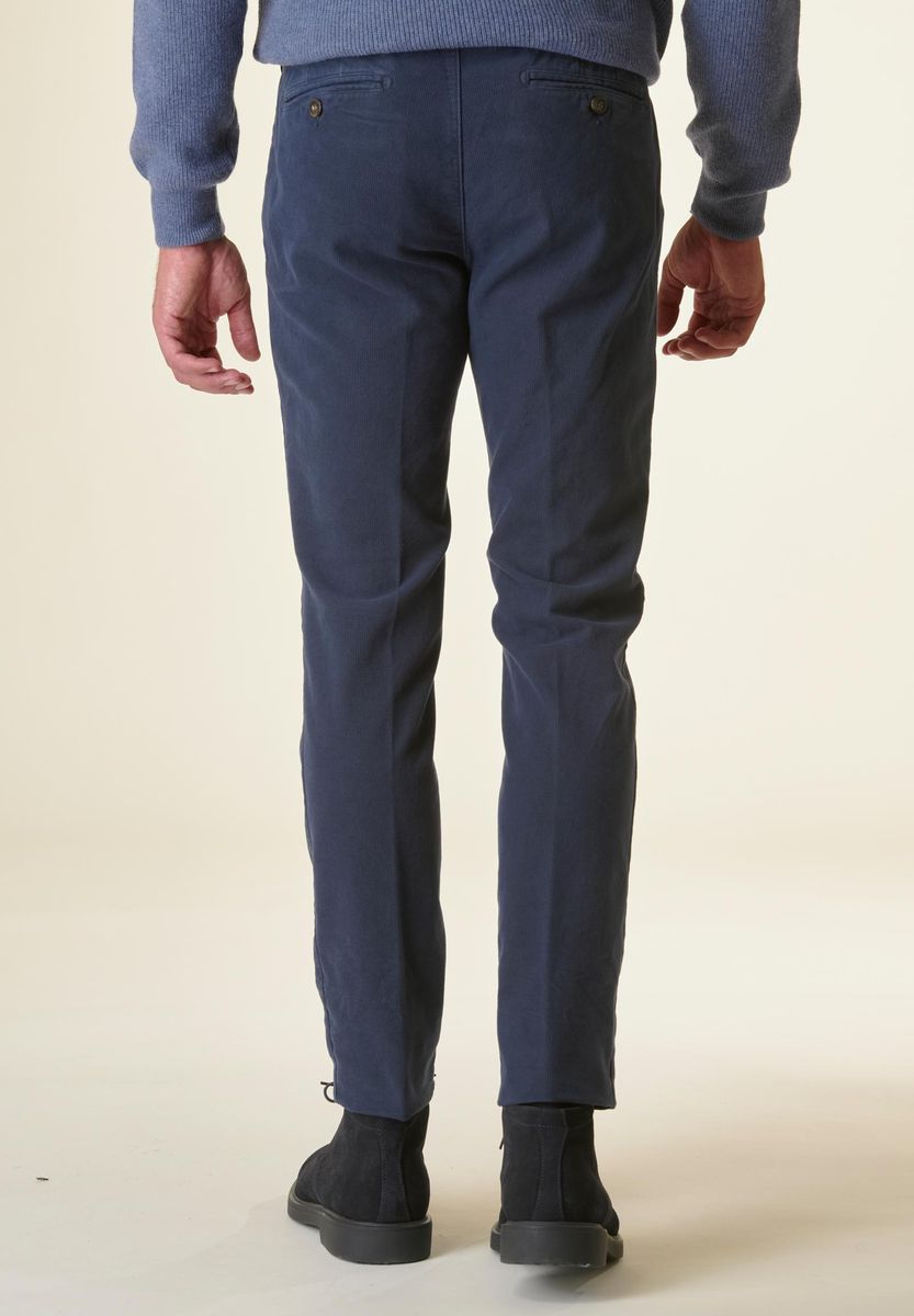 Angelico Pantalone blu fustagno microquadretto slim Shopping Online