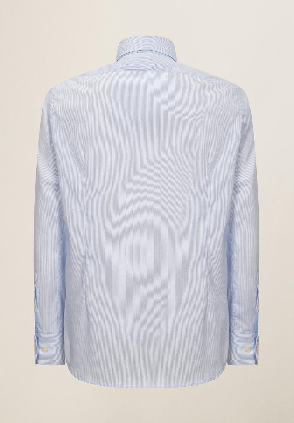 Angelico Camicia bianca azzurra rigata cotone no-stiro custom fit Affare Del Giorno