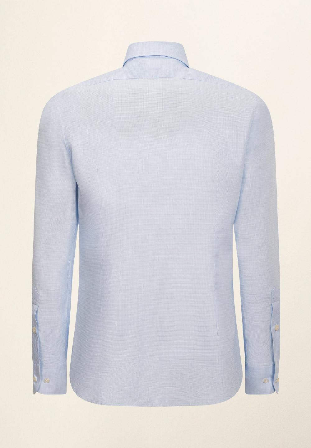 Angelico Camicia bianco azzurra microdisegno cotone slim fit Sottocosto