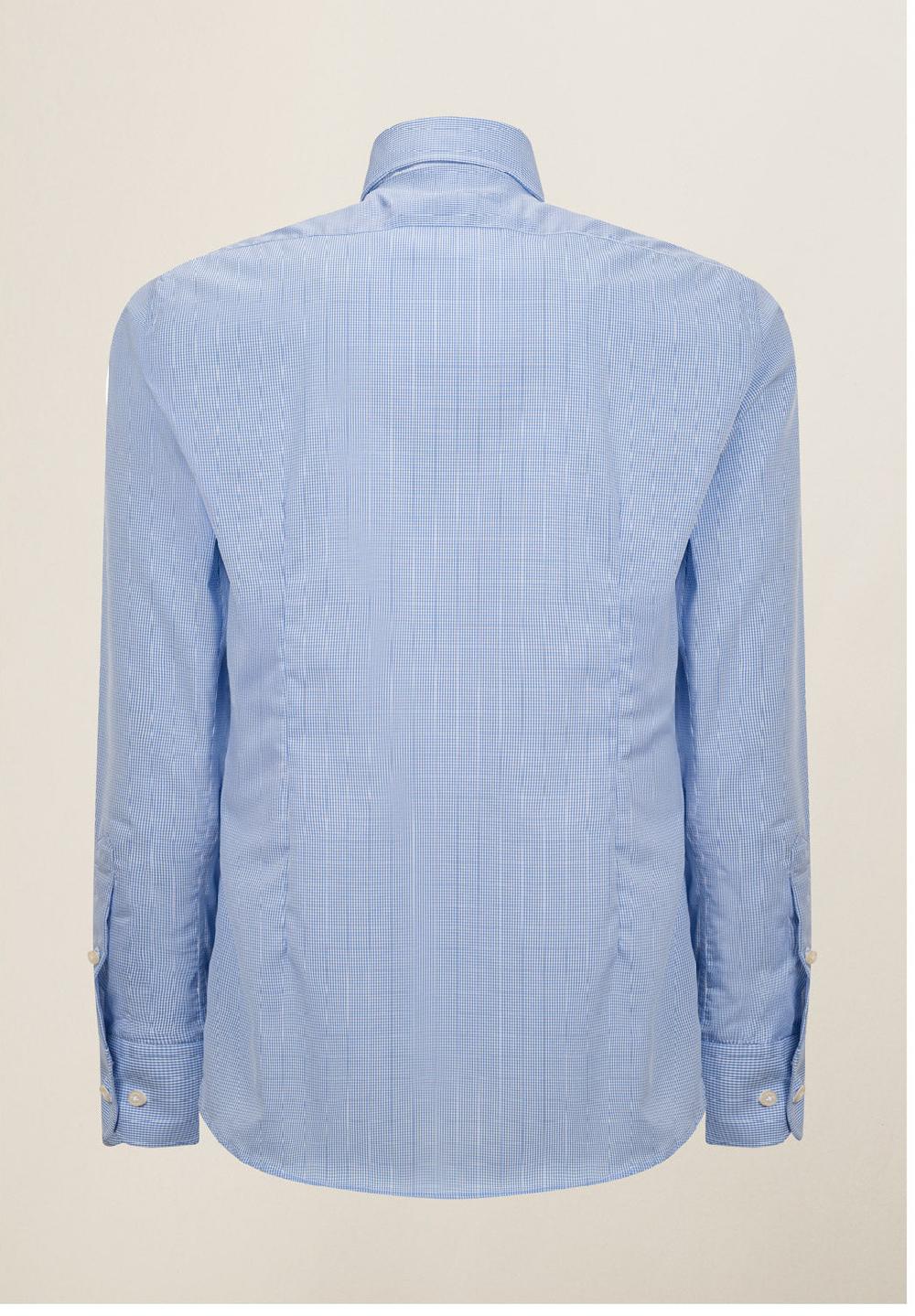 Angelico Camicia bianca azzurra vichy cotone no-stiro custom fit Convenienza