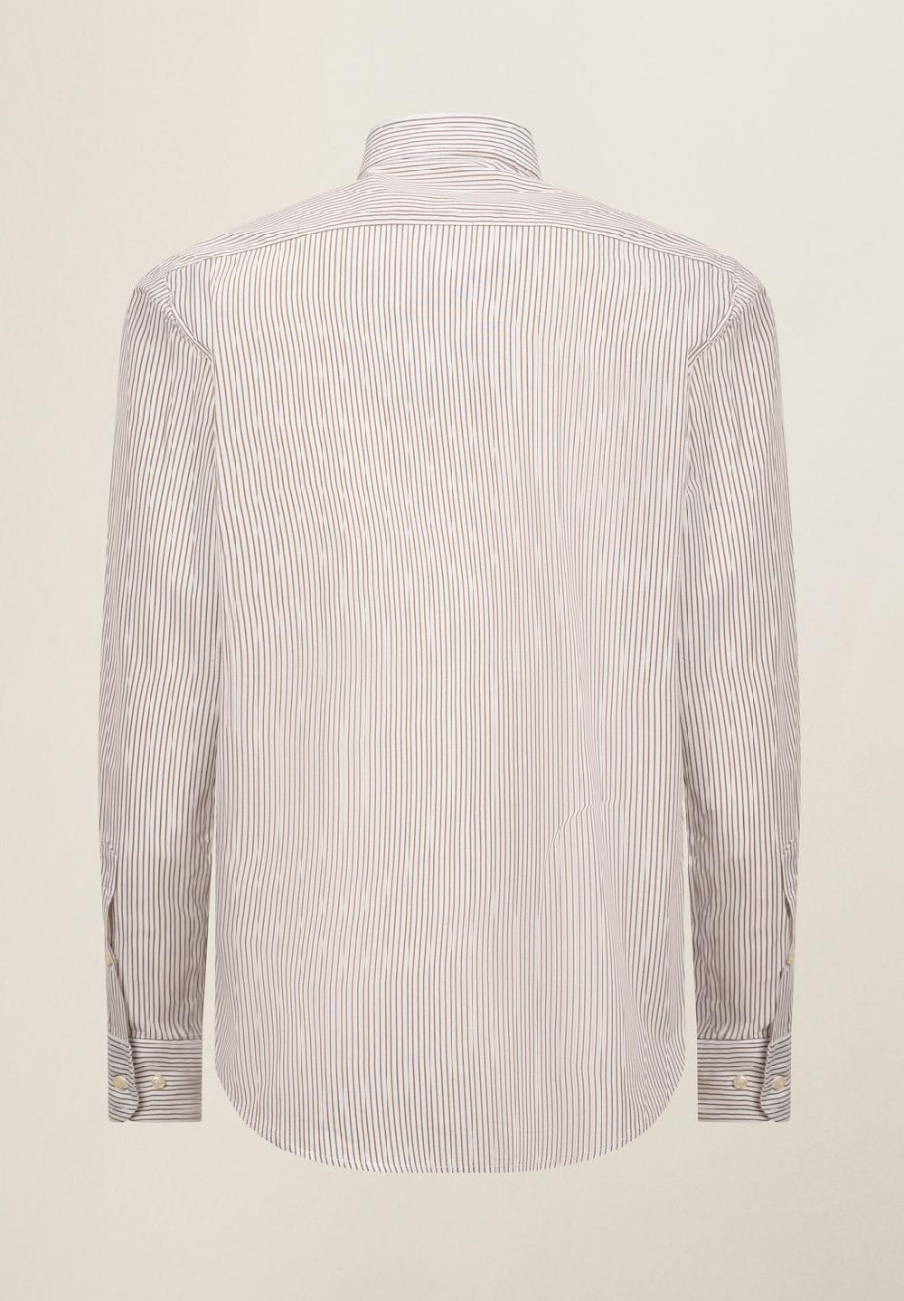 Angelico Camicia bianco marrone rigata cotone regular fit Novità