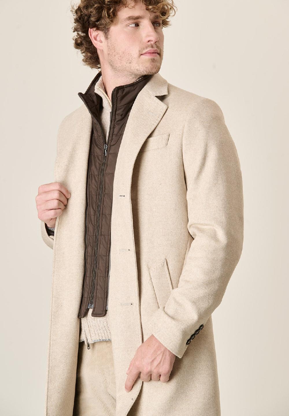 Angelico Cappotto naturale misto cashmere resca pettorina staccabile Online