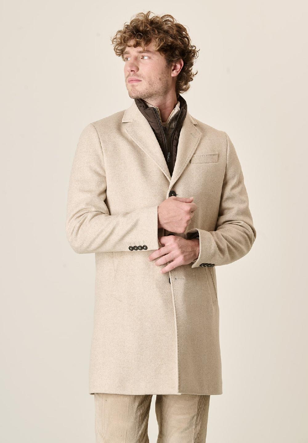 Angelico Cappotto naturale misto cashmere resca pettorina staccabile Online