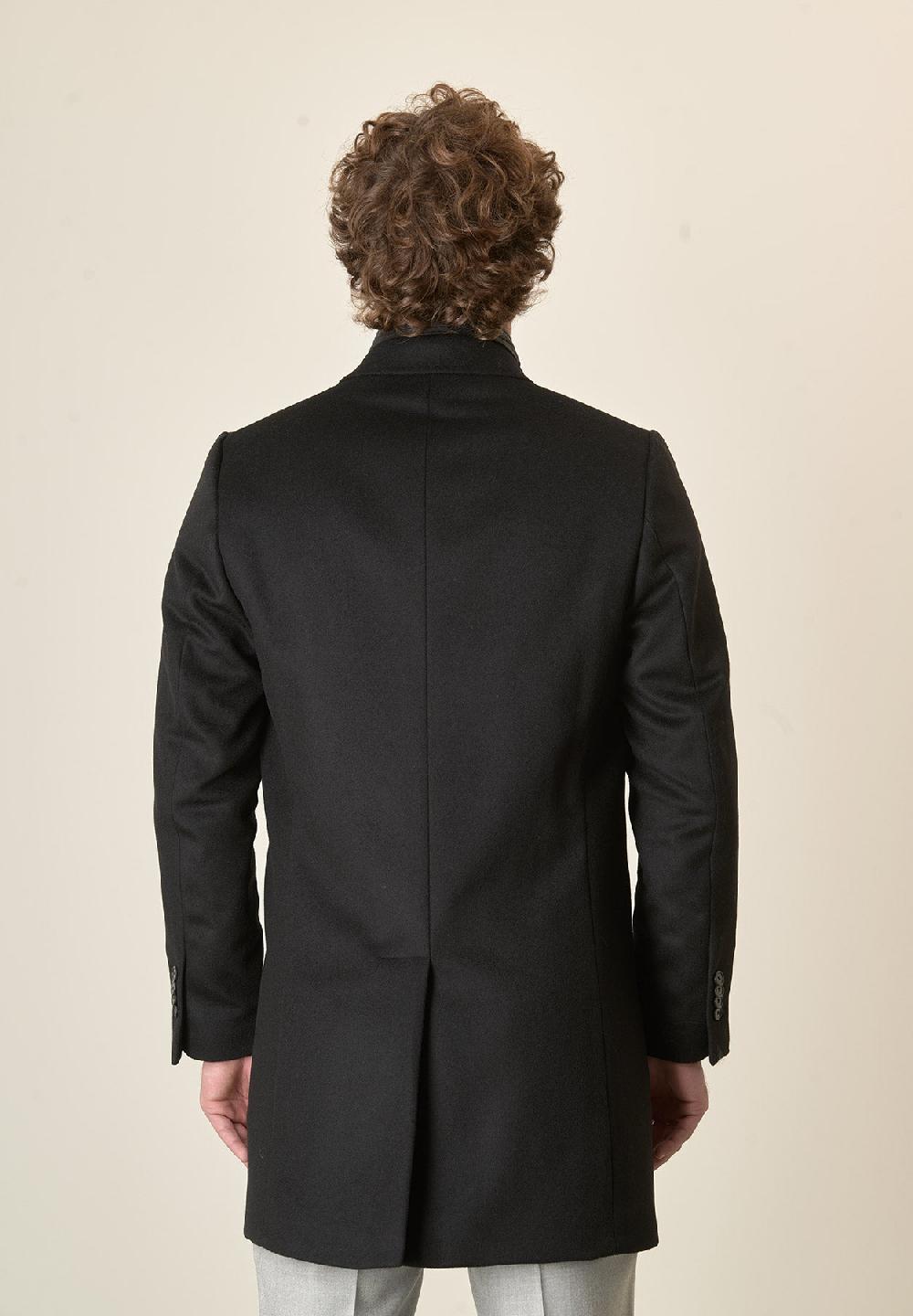 Angelico Cappotto nero misto cashmere pettorina staccabile Outlet