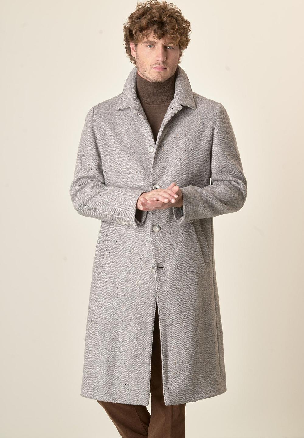 Angelico Cappotto grigio chiaro misto lana vergine resca oversize In Vendita