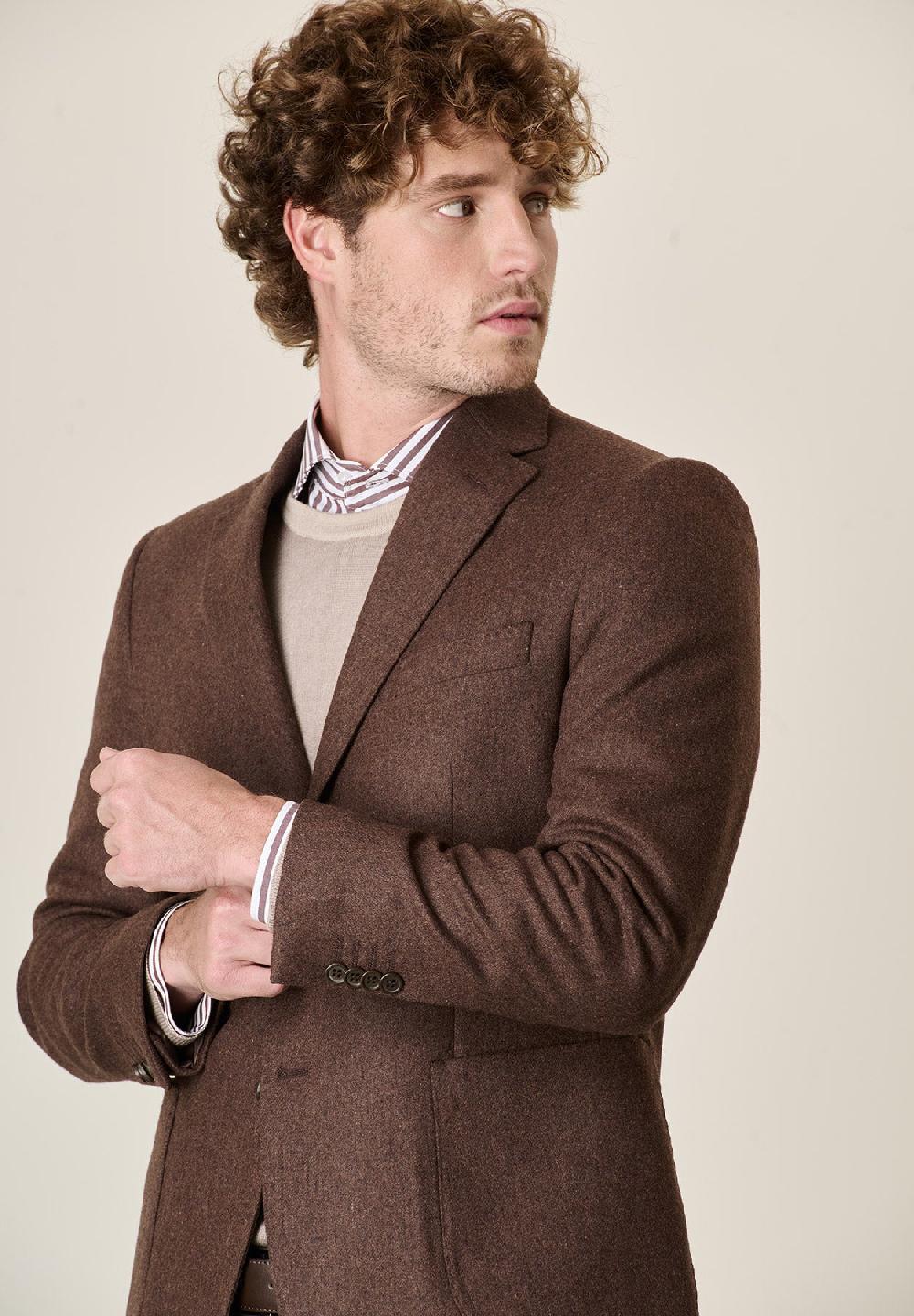 Angelico Giacca marrone misto lana decostruita custom fit Vendita Calda