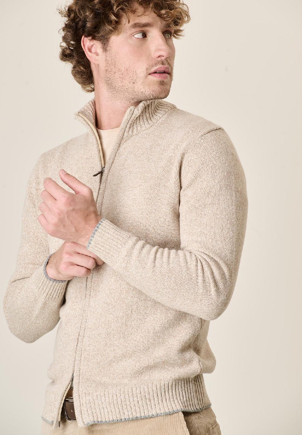 Angelico Giacca beige zip misto lana moulinè Vendite Flash