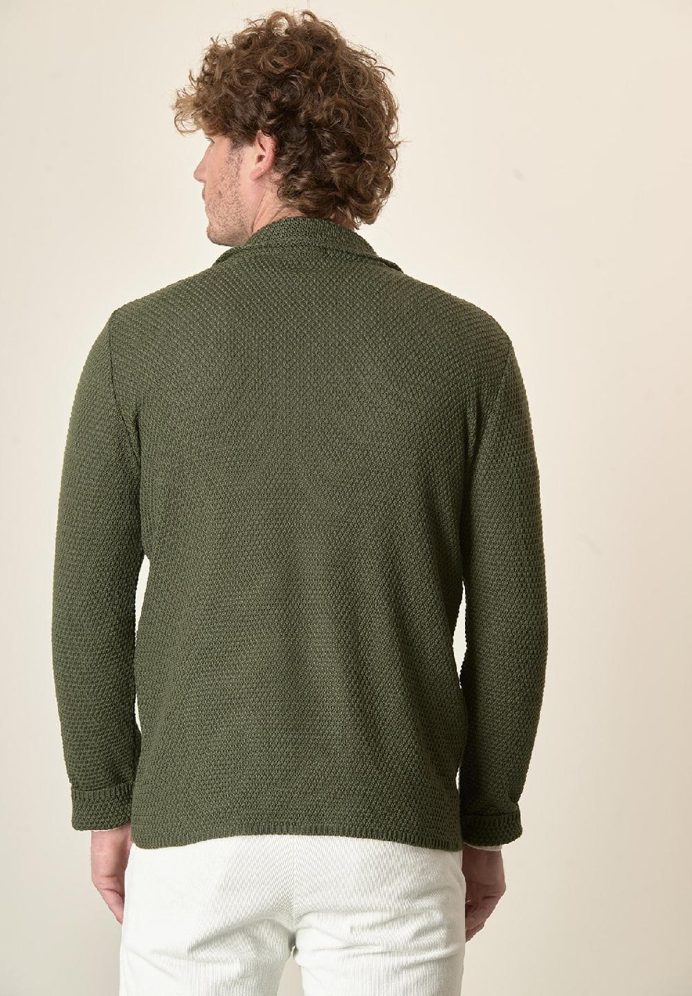Angelico Giacca maglia verde misto lana grana di riso In Saldo