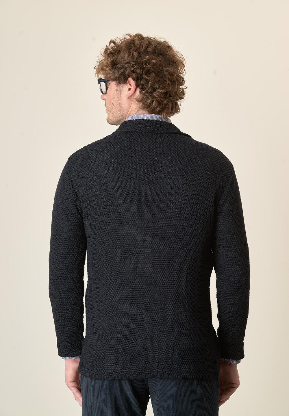 Angelico Giacca maglia blu misto lana grana di riso Nuova